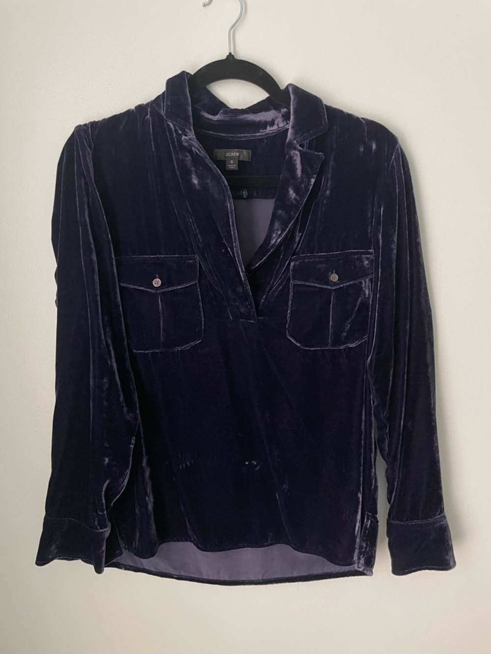 J.CREW Velvet Pullover Shirt - Deep Plum size S